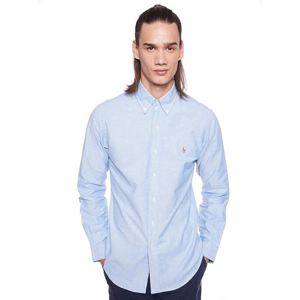 NWT Polo Ralph Lauren Men Slim-Fit Stretch-Oxford Shirt ,Blue-Size M